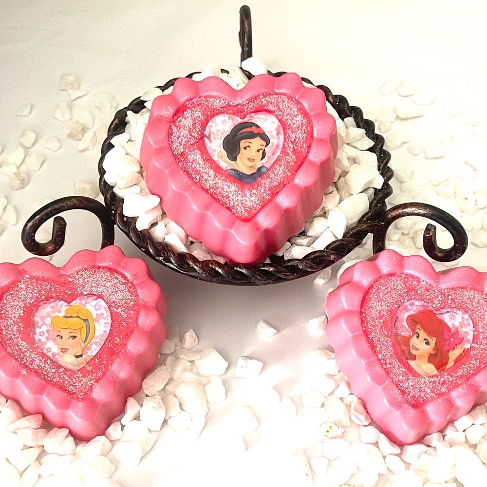 Princess Heart shaped Soap-  you will get a set of three soaps in this listing.